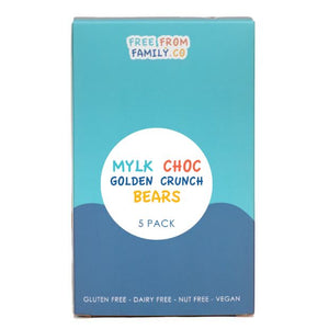 Free From Family Co Bears Mylk Choc Golden Crunch - 5 Pack - 75g - Free From Family Co