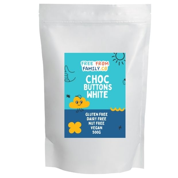 Choc Buttons - White 500g - Free From Family Co